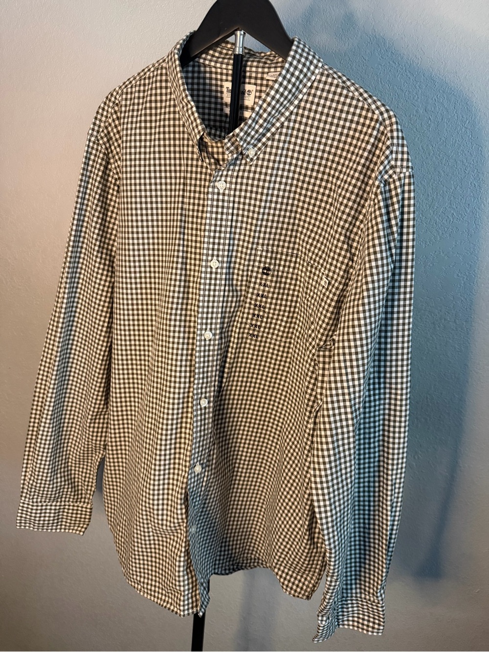 Timberland Men's Black & White Gingham Button-Down Shirt